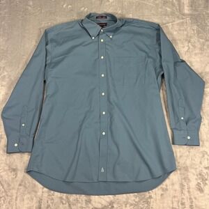 NORDSTROM Vintage Button Down Mens XL Long Sleeve Shirt Blue Sailboat Embroidery
